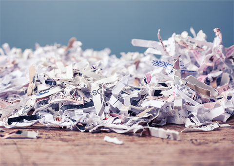 Pile of shredded paper for shredding event